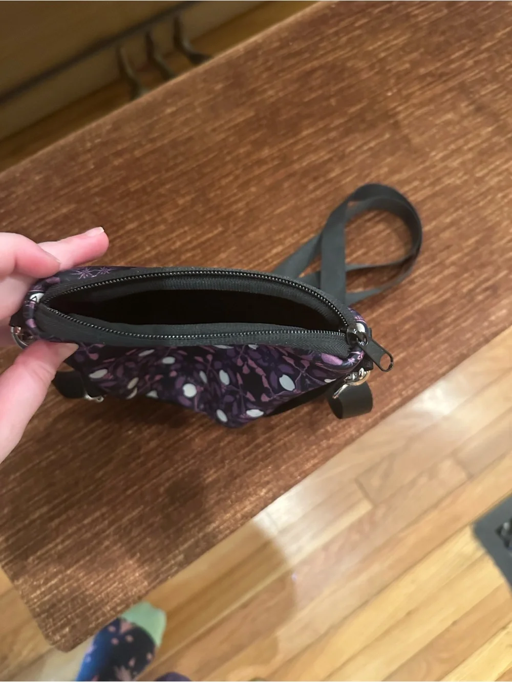 Crossbody Camera Bag in Purple Floral Print
